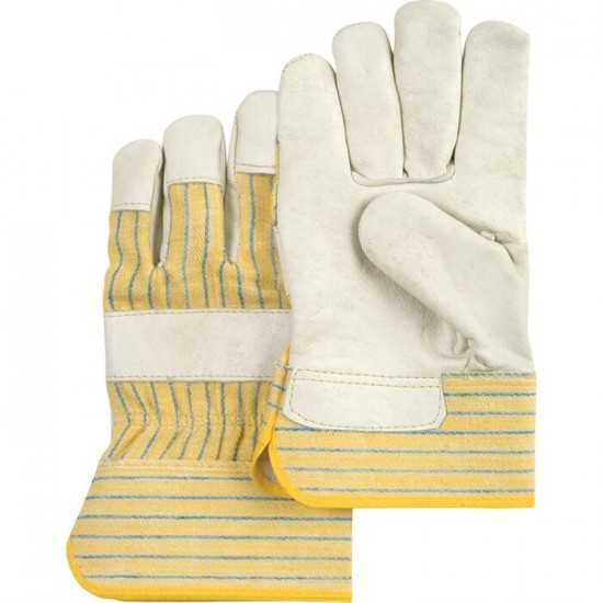 Gants d'ajusteur de qualité standard, Grand, Paume en Cuir fleur de vache, Doublure en Coton Paire