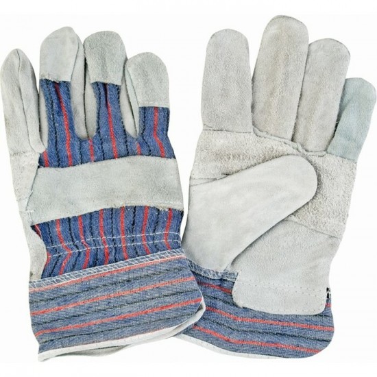 Gants d'ajusteur de qualité standard avec paume renforcée, Grand, Paume en Cuir de vache refendu, Doublure en Coton Paire