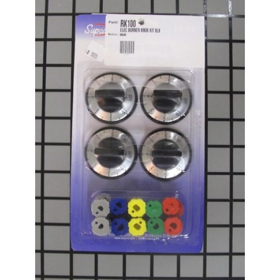 Kit à 4 boutons, brûleurs supérieurs - noir, RK100