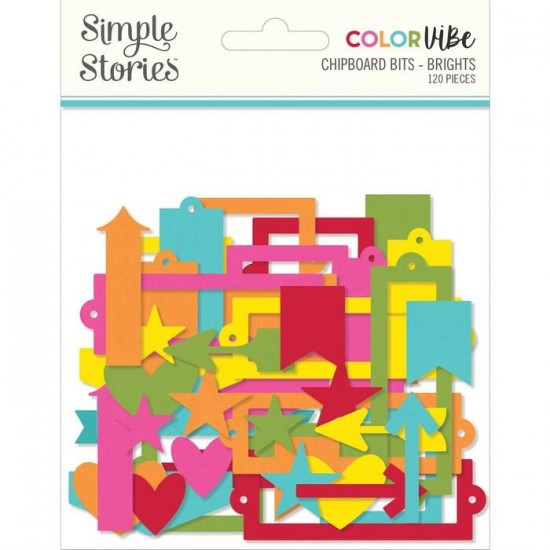 Simple Stories - Éphéméra en chipboard collection ColorVibe «Brights» 120 pcs