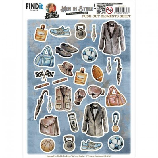 Find It Trading - Éphéméras prédécoupés modèle  «Men in Style/Small Elements A» 