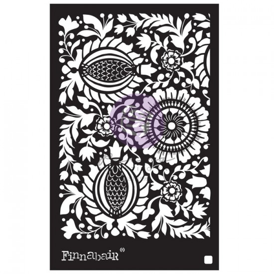 LIQUIDATION- Prima Marketing - Finnabair Stencil «Folk Florals»  6 x 9 (le prix indiqué est déjà à 50% de rabais)