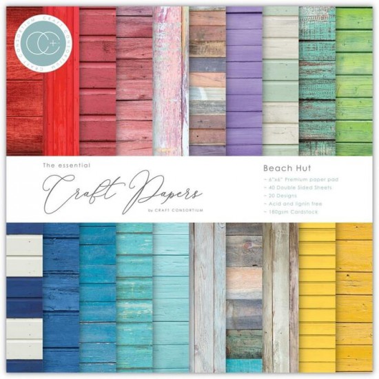 Craft Consortium - «Beach Hut» paquet de papier  6" X 6"