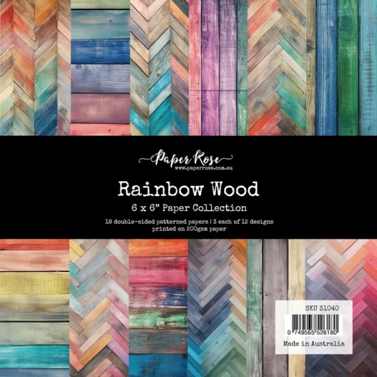 Paper Rose - Papier 6" X 6"  collection «Rainbow Wood» 18 pages recto-verso