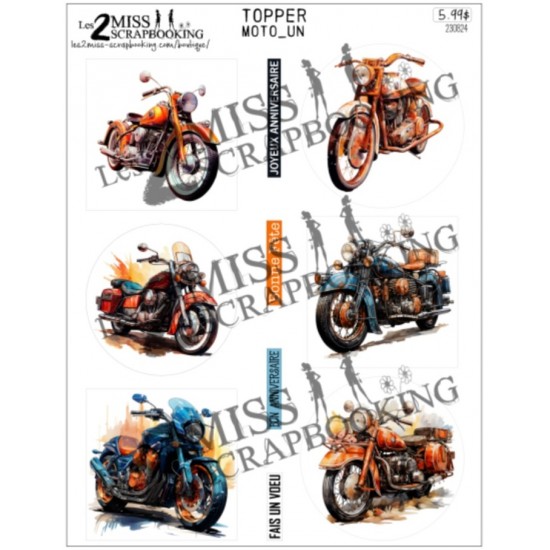 Les 2 Miss scrapbooking - Card Topper «Moto un»