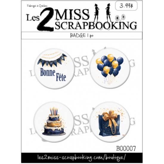 Les 2  Miss scrapbooking - badge «Fête mixte...