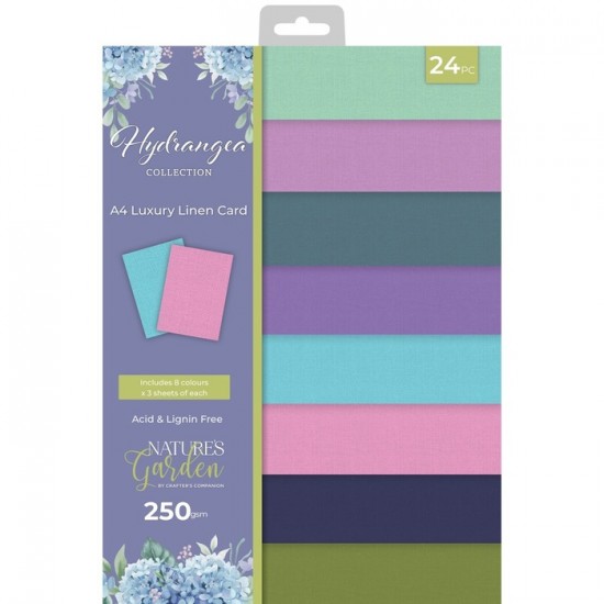 Crafter's Companion - Ensemble de carton  «Hydrangea Linen Card» 8 1/2 "X 11" 24 feuilles / Pqt 