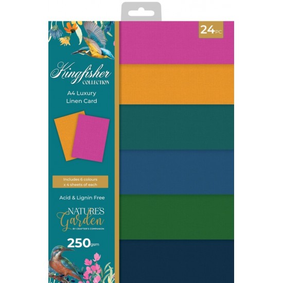 Crafter's Companion - Ensemble de carton  «Kingfisher Linen card» 8 1/2 "X 11" 24 feuilles / Pqt 