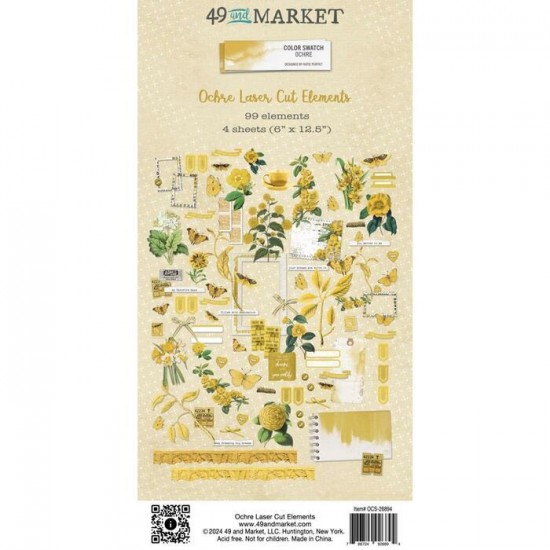 49 & Market - Éphéméras de la collection  «Color Swatch Ochre -Elements » 99 pièces