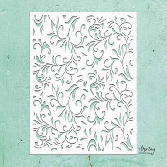  LIQUIDATION-Mintay - Stencil «Floral Swirls» 6 x 8(Le prix indiqué est déjà à 50% de rabais)