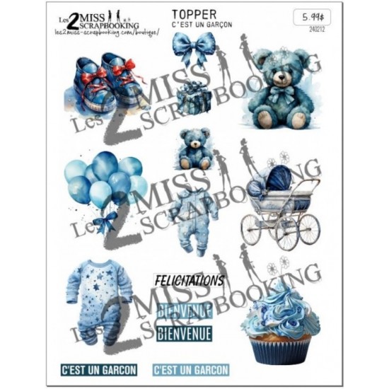 Les 2 Miss scrapbooking - Card Topper «C'est un garçon »