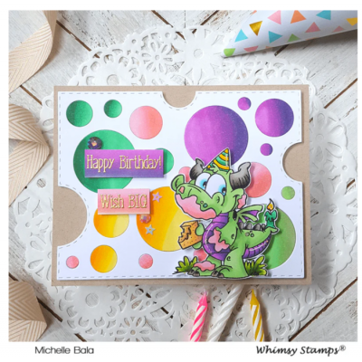 Whimsy Stamps- Estampe «Birfday Dragons» 8 estampes