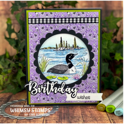 Whimsy Stamps- Estampe «Loon Scene» 1 estampe