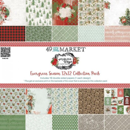 49& Market - bloc de papier collection «Evergreen Season» 12 x 12" 10 feuilles