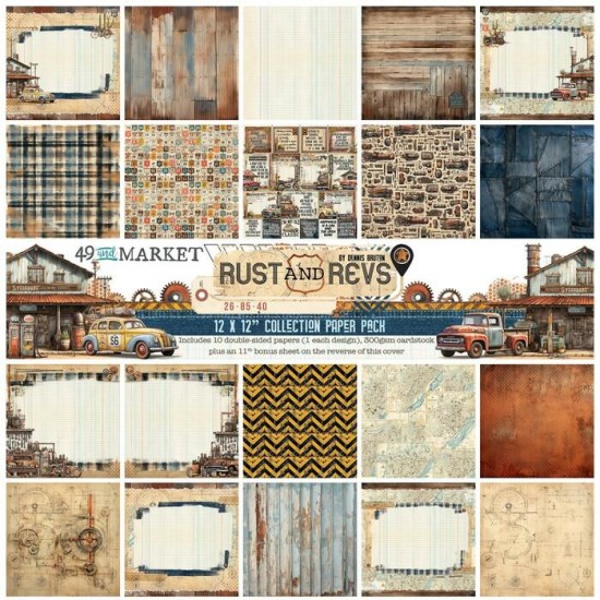 49& Market - bloc de papier collection «Rust & Revs» 12 x 12" 10 feuilles