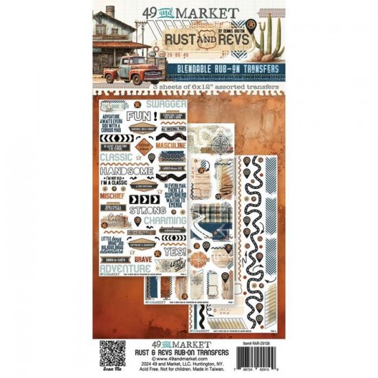 49 & Market - Rub-Ons de la collection  «Rust & Revs» 3 feuilles