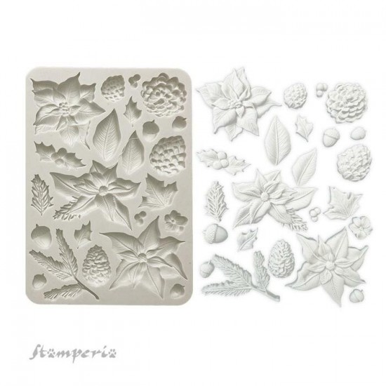 Stamperia - Moule en silicone  «Poinsettia and Pincones» 