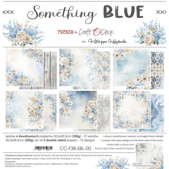 Craft O Clock - Papier 12" X 12"  collection «Something Blue» 6 pages recto-verso