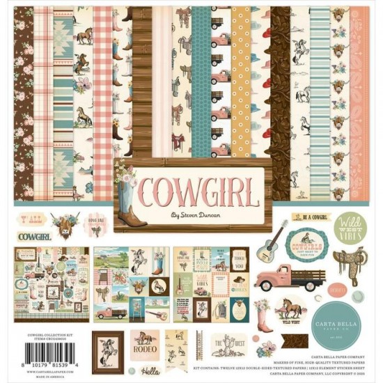 Carta Bella - Bloc de  papier double face «Cowgirl» 12" X 12"   12 feuilles