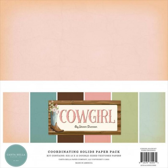 Carta Bella - Bloc de  papier  «Cowgirl»  12" X 12"   6 feuilles