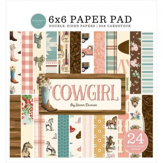 Carta Bella - Bloc de  papier double face «Cowgirl»  6" X 6"   24 feuilles