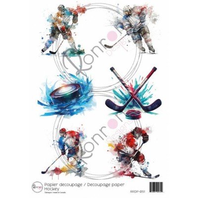 Ronron Designs - Papier de riz «Hockey»  8.25