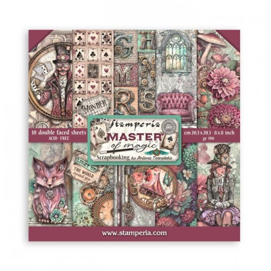 Stamperia - Ensemble de papier «Master Of Magic» 8" x 8"  10 feuilles