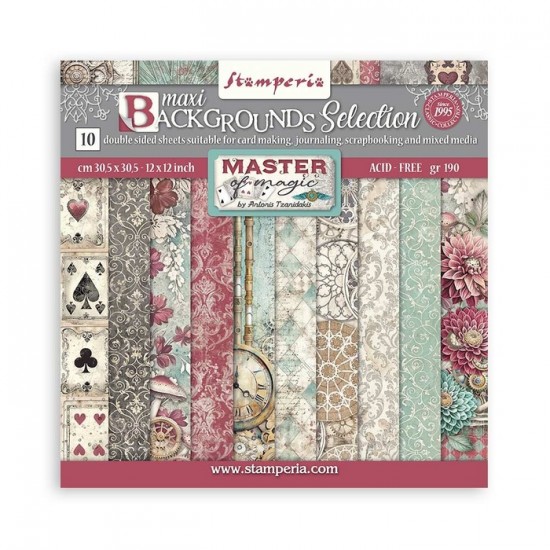 Stamperia - Ensemble de papier backgrounds «Master Of Magic» 12" x 12"  10 feuilles