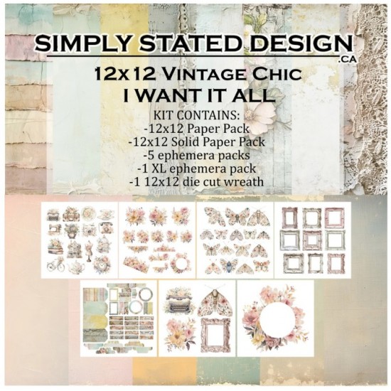 Simply Stated Design - Papier 12" X 12"  collection «Vintage Chic - I Want it All»