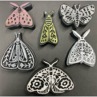 ArtFoamies - Estampes en mousse  «Mod Moths» 6...