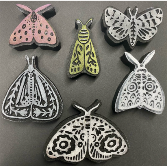 ArtFoamies - Estampes en mousse  «Mod Moths» 6 pcs