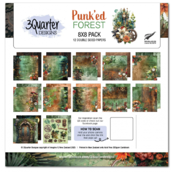 3Quarter Designs - bloc de papier collection «Punk'ed Forest» 8 x 8" 12 feuilles
