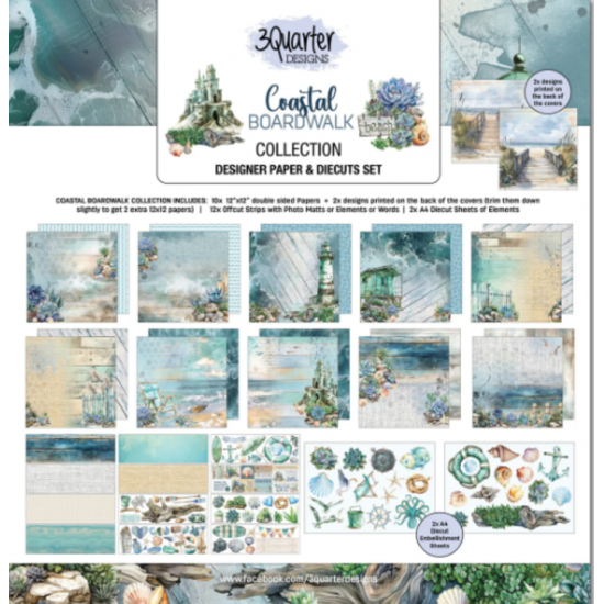 3Quarter Designs - bloc de papier collection «Coastal Boardwalk» 12 x 12" 10 feuilles
