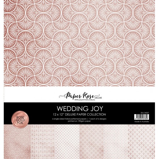 Paper Rose - Ensemble de papier «Wedding Joy Rose Gold Foil paper» 12 "X12" recto-verso 6 feuilles / Pqt 