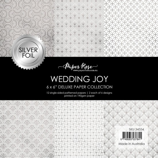 Paper Rose - Papier 6" X 6"  collection «Wedding Joy Silver Foil» 12 pages recto