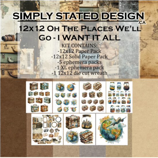 Simply Stated Design - Papier 12" X 12"  collection «Oh The Places We'll Go - I Want it All»