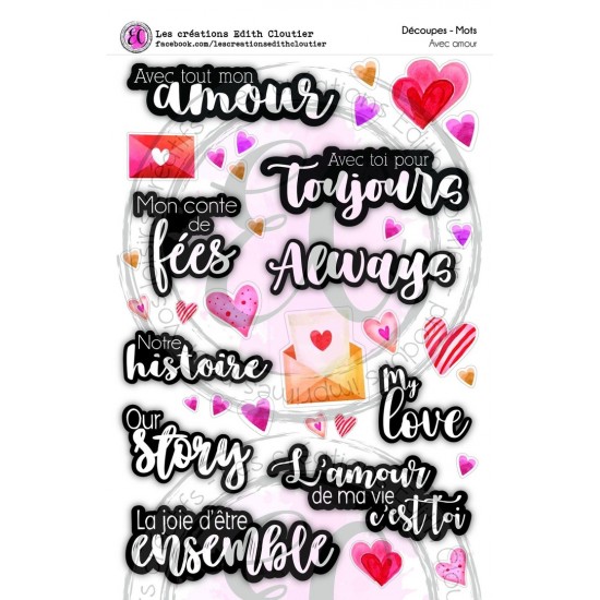 Créations ÉC - Mots Cartonnés «Avec amour»