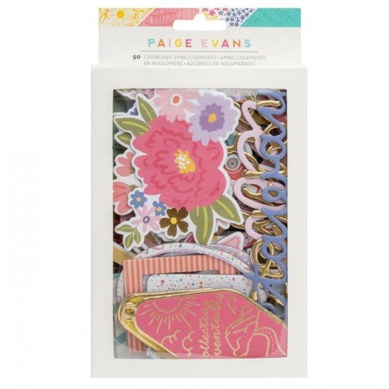 Paige Evans - Éphéméras en chipboard  collection «Adventurous» 50 pièces