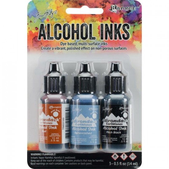 Tim Holtz - Ensemble «Alcohol Inks»  couleur «Rust / Stonewash / Pitch Black»