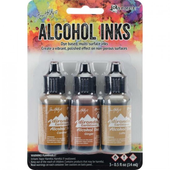 Tim Holtz - Ensemble «Alcohol Inks»  couleur Caramel / Ginger / Latte