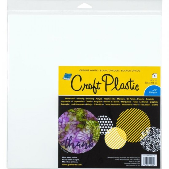  Grafix - Feuille «Plastic Craft» blanche 4 pcs