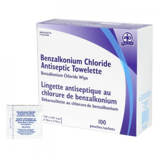 Lingettes antiseptiques BZK, 100/boîte-Contrôle des infections 