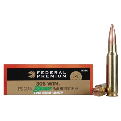 Federal 308 win 175gr Sierra Matchking BTHP Gold...