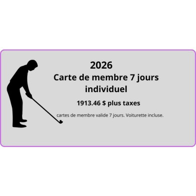 CARTE DE MEMBRE 7 JOURS