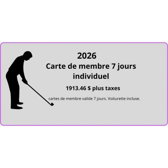CARTE DE MEMBRE 7 JOURS