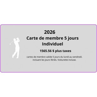 CARTE DE MEMBRE 5 JOURS