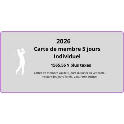 CARTE DE MEMBRE 5 JOURS