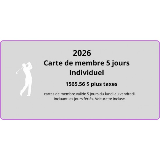 CARTE DE MEMBRE 5 JOURS