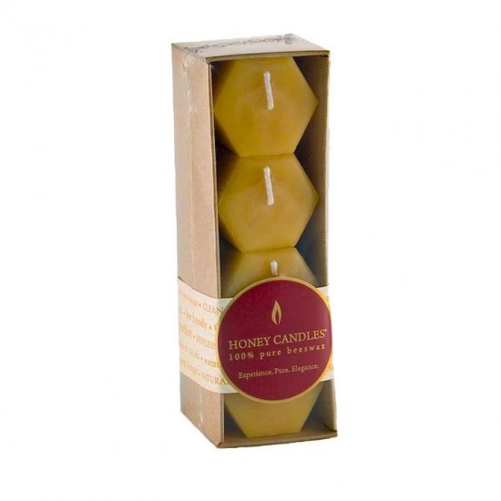 Pack of Four Hex Votive Beeswax Candles