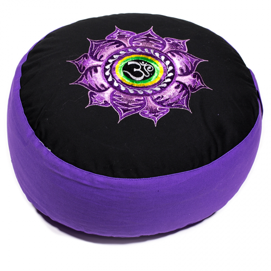 Coussin méditation lotus et OM violet/noir